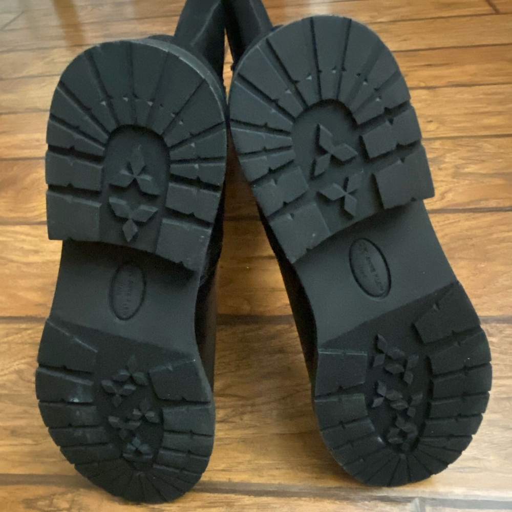 Anne Klein Black Leather and Fabric Boot - Picture 9 of 11